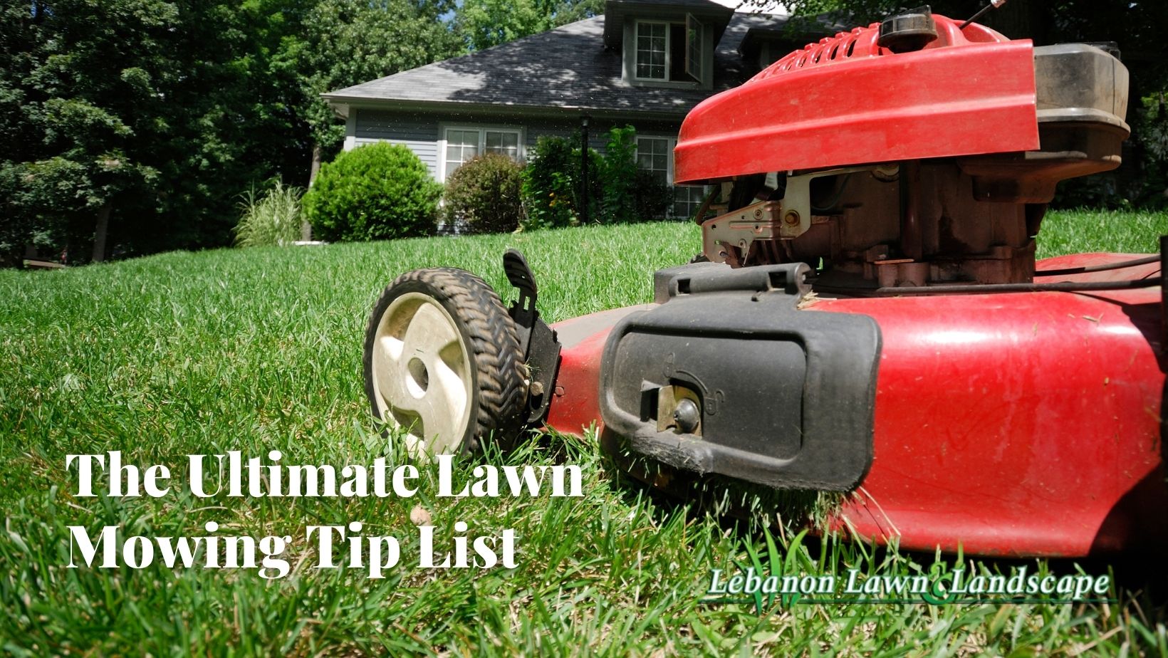 A lawn mower, moving the lawn